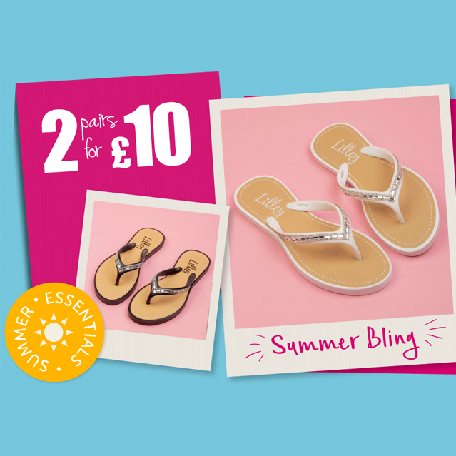 Poolside is 2 for £10 at Shoe Zone
